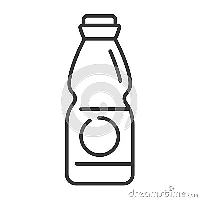 Plastic glass milk bottle line icon simple vector illustration. Container with label dairy product Vector Illustration