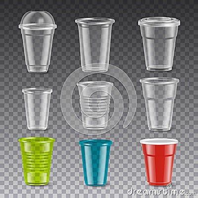 Plastic Glasses Set Vector Illustration