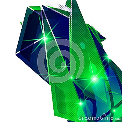 Plastic grain fond, emerald 3d geometric template Vector Illustration