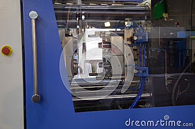 Plastic injection molding press machine Stock Photo