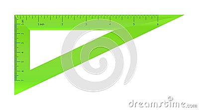 Plastic triangle with metric and imperial units ruler scale Vector Illustration