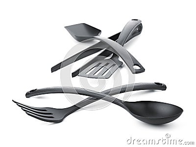 Plastic kitchen utensils Stock Photo