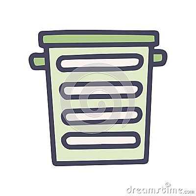 plastic laundry basket color vector doodle simple icon Vector Illustration