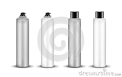 Plastic or metal cosmetic spray bottle with cap Vector Illustration