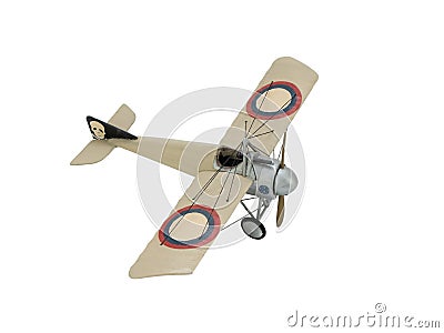 Plastic model of Morane Saulnier I - modification of famous French fighter plane, isolated. Aircraft with machine gun Editorial Stock Photo