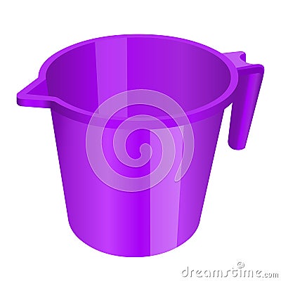 Plastic mug, jug, container, purple blue color, utensil, tumbler volume Vector Illustration