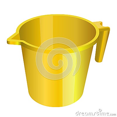 Plastic mug, jug, container, yellow color, utensil, tumbler volume Vector Illustration