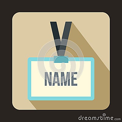 Plastic Name badge with gray neck strap icon Stock Photo