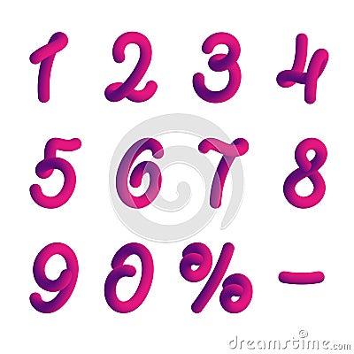 Plastic numbers in 3d style Vector Illustration