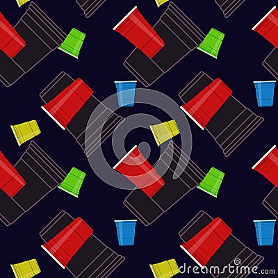 Plastic party cups seamless vector pattern Stock Photo