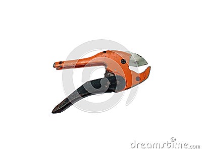 Plastic pipe tube cutter isolated on white background Stock Photo