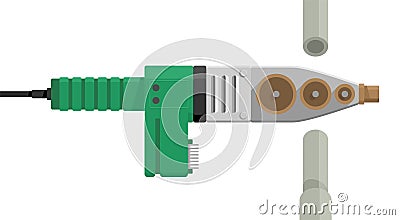 Plastic welder tool for joining plumbing pipes Vector Illustration