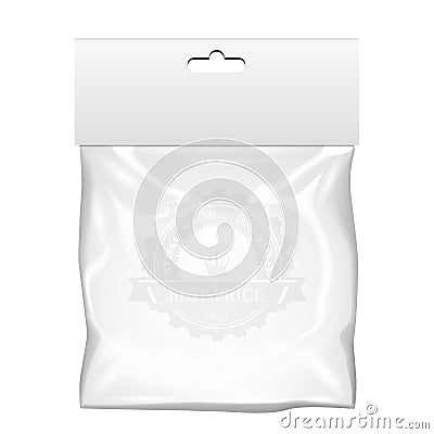 Plastic pocket bag mock up. Transparent template. Vector Illustration