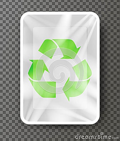 Plastic and polyethylene package witn green sign recycle, Vector Illustration