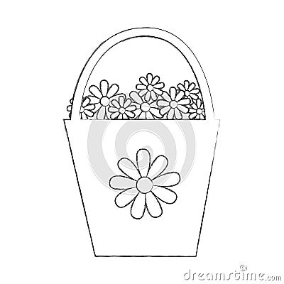 Plastic pot with flowers Vector Illustration