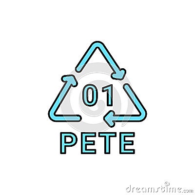 Plastic recycling code PETE line icon. Consumption code polyethylene. Vector Illustration
