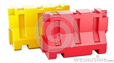 Plastic Road Barrier, Traffic Safety Plastic Barricade, 3D rendering Stock Photo