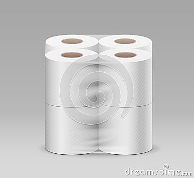 Plastic roll toilet paper one package eight roll, design on gray background Vector Illustration