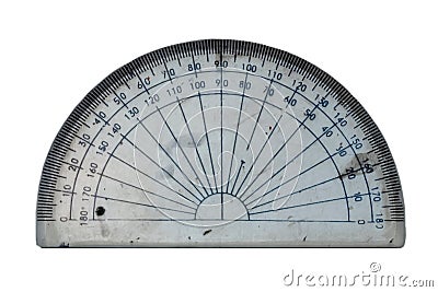 Plastic rule. protractor ruler on white background. protractor t Stock Photo
