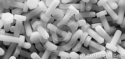 plastic screws, macro photo, background or texture Stock Photo