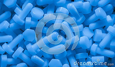 plastic screws, macro photo, background or texture Stock Photo