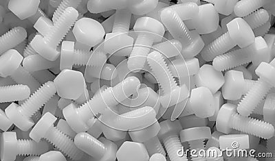 plastic screws, macro photo, background or texture Stock Photo