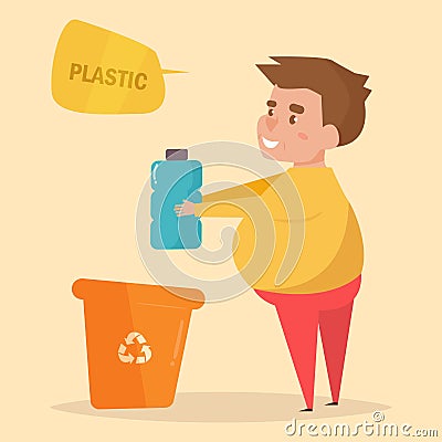 Plastic. Separate sorting garbage. Vector Illustration