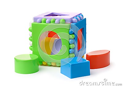 Plastic shape sorter cube Stock Photo