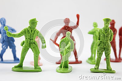 Plastic soldiers and plastic fighting Stock Photo