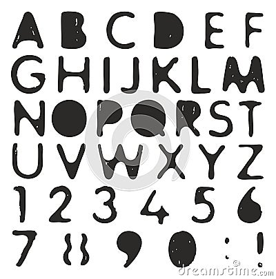 Plastic Stencil Alphabet & Numbers with Ball Pen Vector Illustration