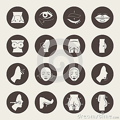 Plastic surgery icons Vector Illustration