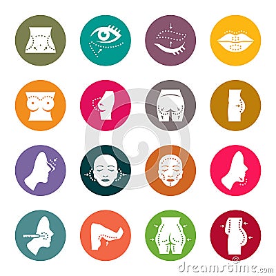 Plastic surgery icons Vector Illustration