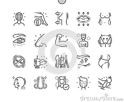 Plastic surgery Well-crafted Pixel Perfect Vector Thin Line Icons 30 2x Grid for Web Graphics and Apps. Vector Illustration