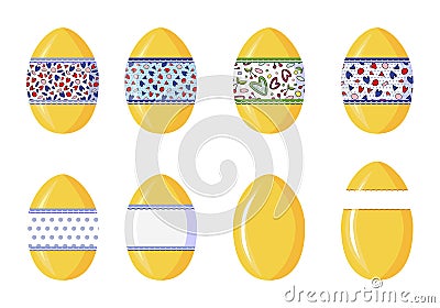 Plastic surprise eggs for package seasonal presents and toys, isolate on white background. Vector Illustration