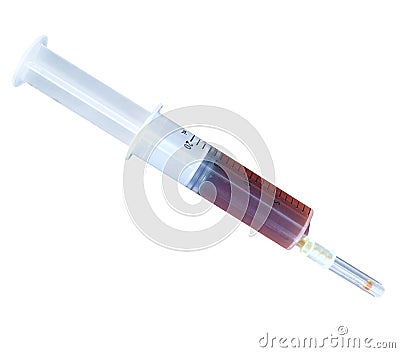 Plastic Syringe of Antibiotic Stock Photo