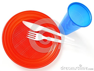 Plastic tableware Stock Photo