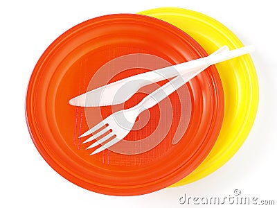 Plastic tableware Stock Photo