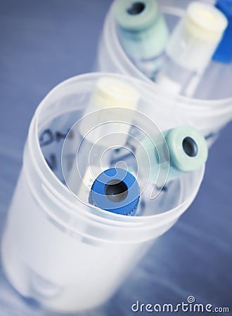 Plastic test tube. Laboratory. Stock Photo