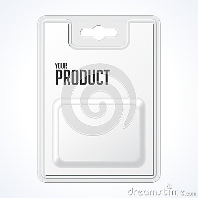 Plastic Transparent Blister With Hang Slot, Product Package. Vector Illustration