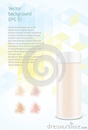 Plastic transparent tube. Packaging for cosmetics. Foundation texture Vector Illustration