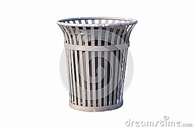 Plastic trash bin, dustbin black sphere shape isolated on white background. Stock Photo