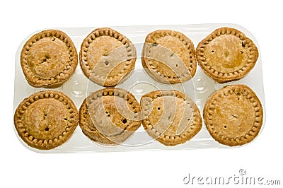 A plastic tray of pork pies Stock Photo