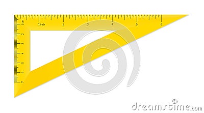 Plastic triangle with metric and imperial units ruler Vector Illustration