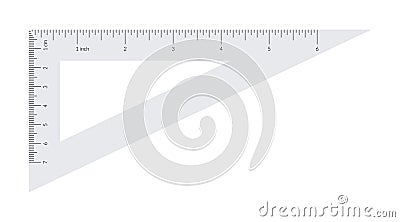 Plastic triangle with metric and imperial units ruler Vector Illustration