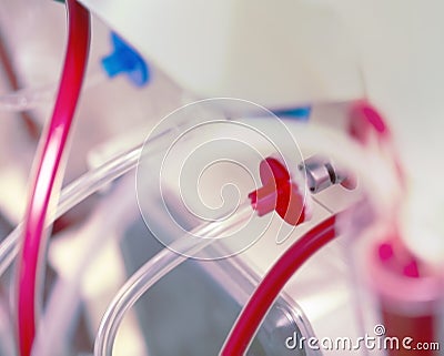 Plastic tubes of medical device close-up Stock Photo