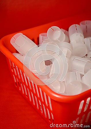 Plastic wads for hunting Stock Photo