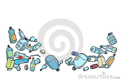 Plastic waste, ecology and recycling Vector Illustration