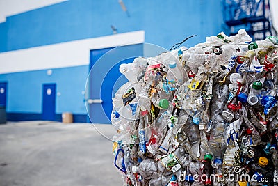 Plastic waste is in the warehouse at the garbage disposal plant Editorial Stock Photo
