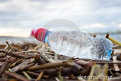 Plastic water bottles pollute ocean Stock Photo