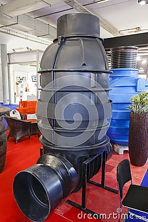 Plastic water storage tanks Stock Photo